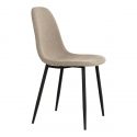 Chaises repas pieds métal 'Stockholm' tissu pierre - Lot de 2