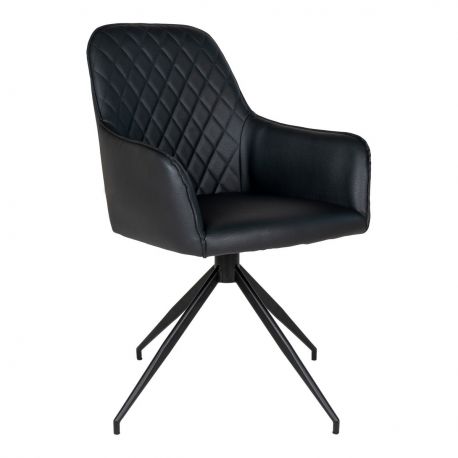 Chaise de salle à manger métal noir 'Harbo' simili cuir Noir