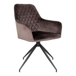 Chaise de salle à manger métal noir 'Harbo' velours Champignon