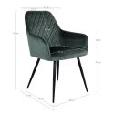 Chaise Fauteuil métal noir 'Harbo' Velours Vert