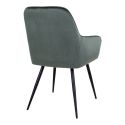 Chaise Fauteuil métal noir 'Harbo' Velours Vert