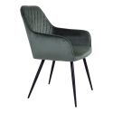 Chaise Fauteuil métal noir 'Harbo' Velours Vert