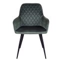 Chaise Fauteuil métal noir 'Harbo' Velours Vert