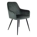 Chaise Fauteuil métal noir 'Harbo' Velours Vert