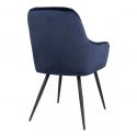 Chaise Fauteuil métal noir avec Accoudoirs 'Harbo' Velours Bleu