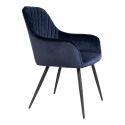 Chaise Fauteuil métal noir avec Accoudoirs 'Harbo' Velours Bleu