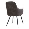 Chaise Fauteuil métal noir 'Harbo' Microfibre gris foncé