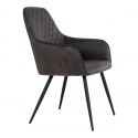 Chaise Fauteuil métal noir 'Harbo' Microfibre gris foncé