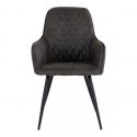 Chaise Fauteuil métal noir 'Harbo' Microfibre gris foncé