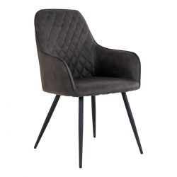 Chaise Fauteuil métal noir 'Harbo' Microfibre gris foncé