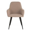 Chaise Fauteuil métal noir 'Harbo' tissu bouclette beige