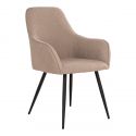 Chaise Fauteuil métal noir 'Harbo' tissu bouclette beige