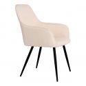 Chaise Fauteuil métal noir 'Harbo' tissu bouclette blanc