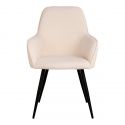 Chaise Fauteuil métal noir 'Harbo' tissu bouclette blanc