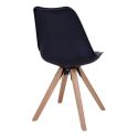 Chaise scandinave Bergen Pieds bois et simili cuir Noir