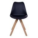 Chaise scandinave Bergen Pieds bois et simili cuir Noir