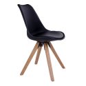 Chaise scandinave Bergen Pieds bois et simili cuir Noir