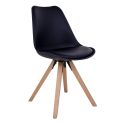 Chaise scandinave Bergen Pieds bois et simili cuir Noir