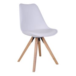 Chaise scandinave Bergen Pieds bois et simili cuir Blanc