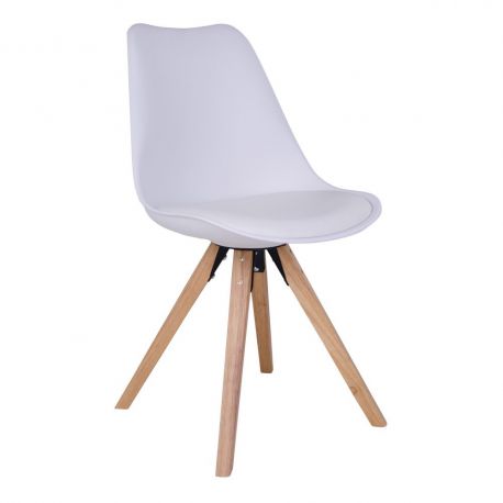 Chaise scandinave Bergen Pieds bois et simili cuir Blanc