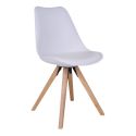 Chaise scandinave Bergen Pieds bois et simili cuir Blanc