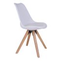 Chaise scandinave Bergen Pieds bois et simili cuir Blanc