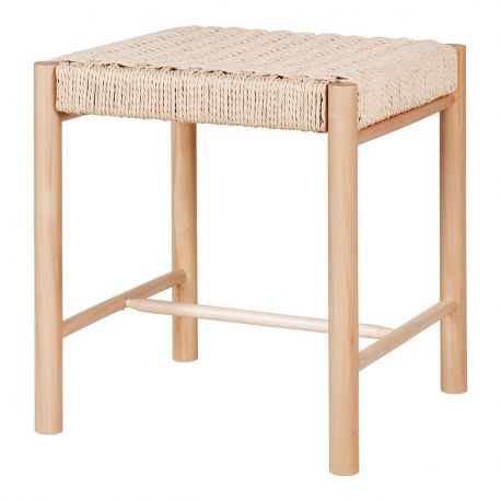 Tabouret en peuplier Abano assise en osier naturel