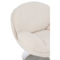 Fauteuil Relax avec Repose-pieds Moma Tissu Crème Métal Chrome