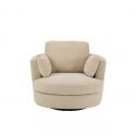 Fauteuil pivotant Swin Bois de peuplier Tissu Beige