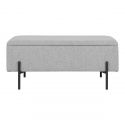 Banc coffre Watford : rangement pratique, tissu gris pieds métal noir