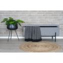 Banc coffre Watford : rangement pratique, tissu gris pieds métal noir