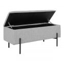 Banc coffre Watford : rangement pratique, tissu gris pieds métal noir