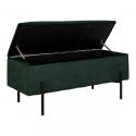 Coffre de rangement Watford Pieds métal Noir, Velours Vert