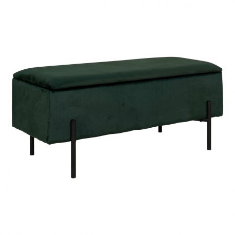 Coffre de rangement Watford Pieds métal Noir, Velours Vert