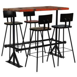Table haute Industrielle bois multicolor Ori et 4 chaises