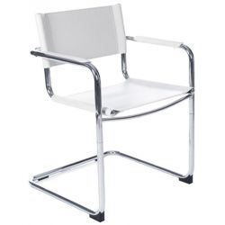Chaise design métal  Welcome similicuir blanc