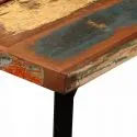 Table haute 150 cm métal et bois massif recyclé détail plateau