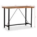 Table haute 150 cm métal et bois massif recyclé dimensions
