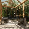 Salon de jardin d'angle 9 places Konda Resine Grise ambiance
