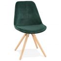 Chaise design scandinave Jones bois et velours vert