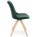 Chaise design scandinave Jones bois et velours vert coté