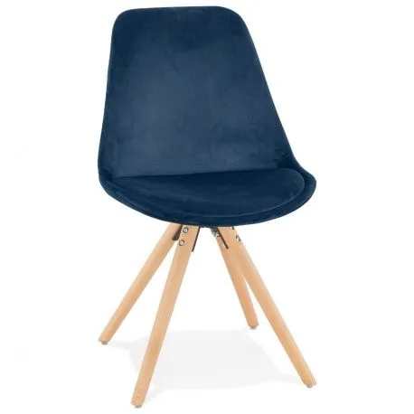 Chaise design scandinave Jones bois et velours Bleu