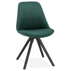 Chaise design scandinave Jones bois noir et velours Vert