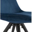 Chaise design scandinave Jones bois noir et velours Bleu zoom
