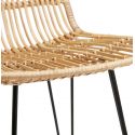Chaise de bar design Liano mini Métal et rotin naturel assise