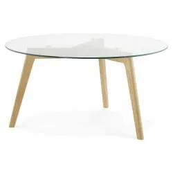Table basse design Lily chêne et verre