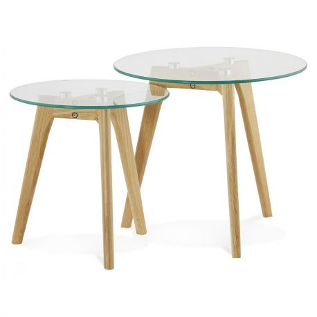 Table gigogne design Iggy bois Chêne Clair