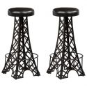 Tabourets de bar Eiffel Cuir noir