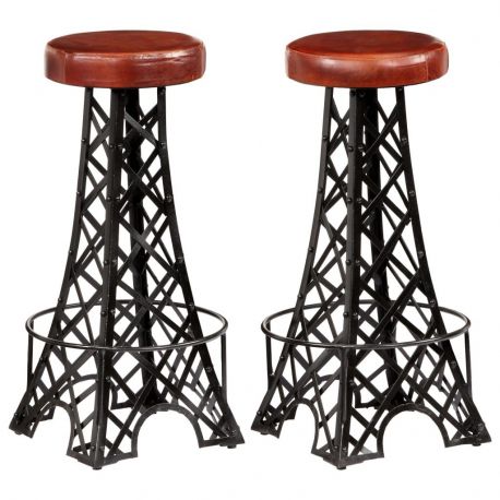 Tabourets de bar Eiffel Cuir marron