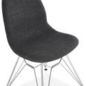 Chaise design métal chrome pika tissu gris foncé assise